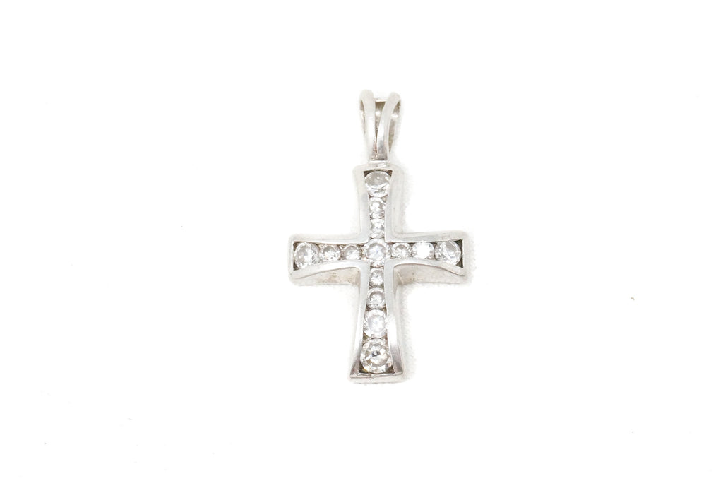 Vintage Cubic Zirconia Cross Sterling Silver Necklace Pendant | Jewelry > Necklaces > Pendants | Wiccan Center