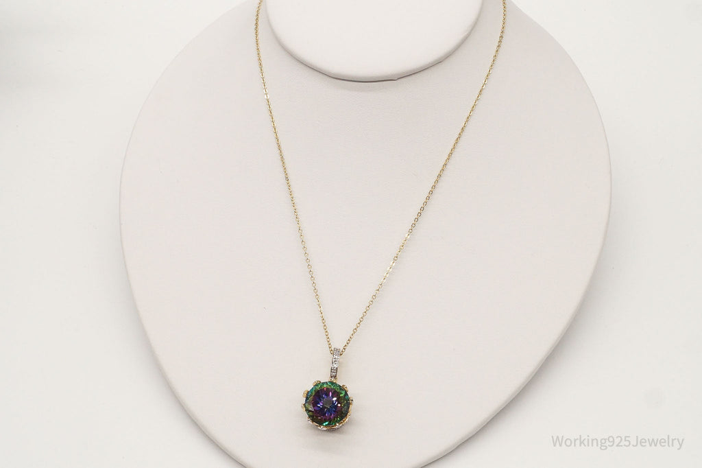 VTG Mystic Topaz Cubic Zirconia Gold Vermeil Sterling Silver Crown Necklace | Jewelry > Necklaces > Pendants | Wiccan Center
