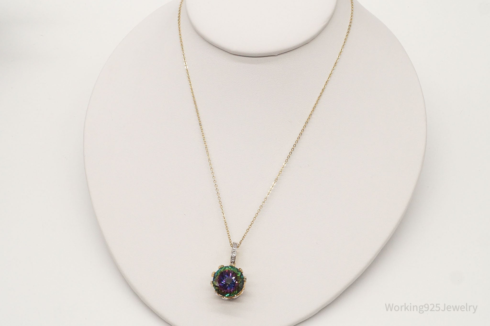 VTG Mystic Topaz Cubic Zirconia Gold Vermeil Sterling Silver Crown Necklace | Jewelry > Necklaces > Pendants | Wiccan Center