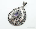 Designer Large Amethyst Bali Inspired Sterling Silver Pendant | Jewelry > Necklaces > Pendants | Wiccan Center