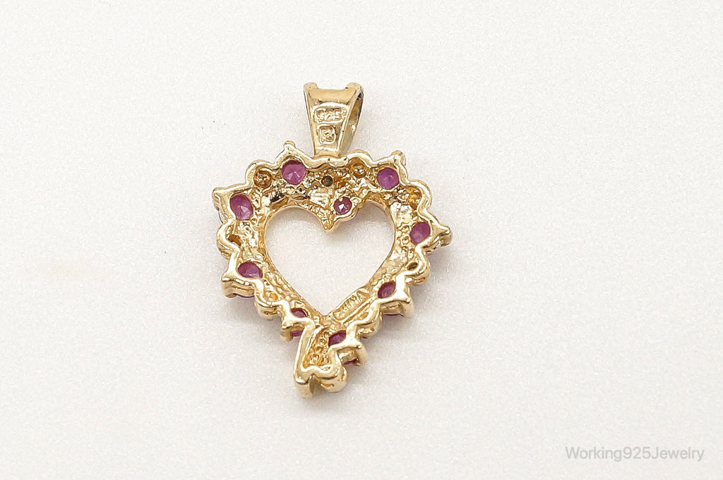 Designer Ross Simons Ruby Diamond Heart Gold Vermeil Sterling Silver Pendant | Jewelry > Necklaces > Pendants | Wiccan Center
