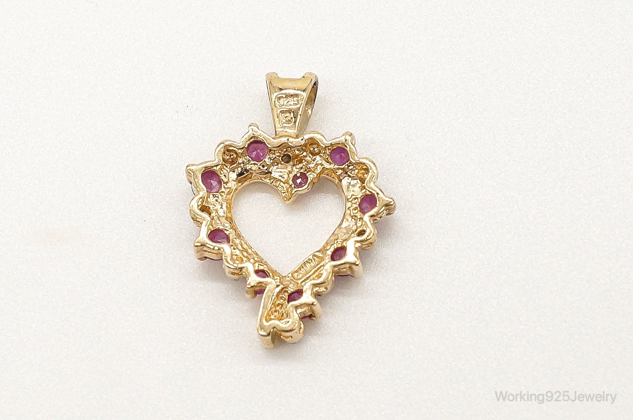 Designer Ross Simons Ruby Diamond Heart Gold Vermeil Sterling Silver Pendant | Jewelry > Necklaces > Pendants | Wiccan Center