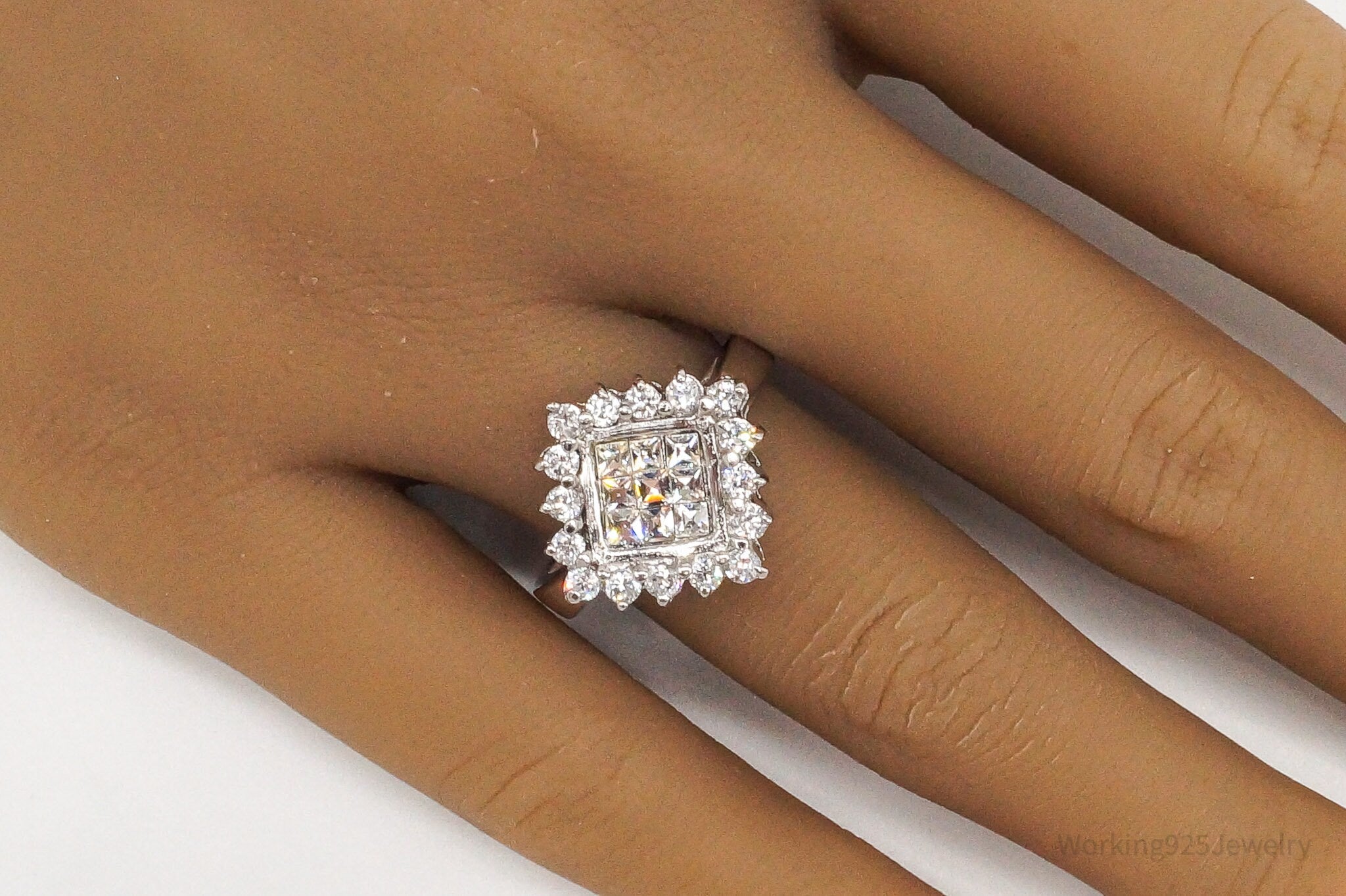 Vintage Cubic Zirconia Sterling Silver Ring - Size 8 | Jewelry > Rings | Wiccan Center