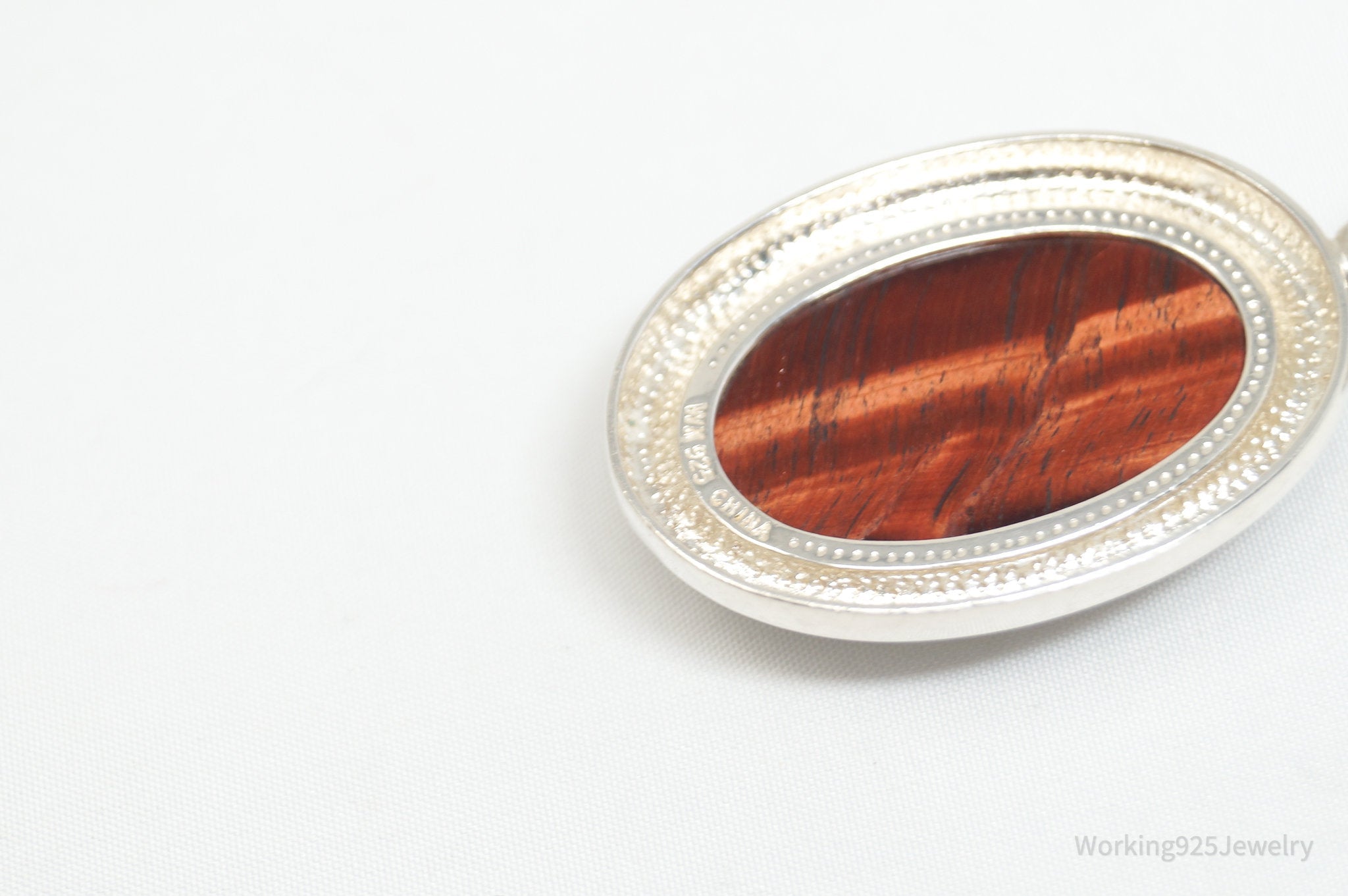 Vintage Designer Whitney Kelly Red Tigers Eye Sterling Silver Necklace Pendant | Jewelry > Necklaces > Pendants | Wiccan Center