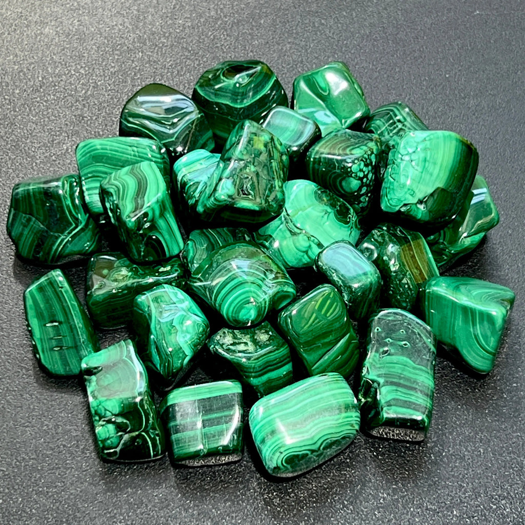 Malachite Tumbled (3 Pcs) Polished Natural Gemstones Healing Crystals And Stones | Retail Tumbled Rocks | Wiccan Center