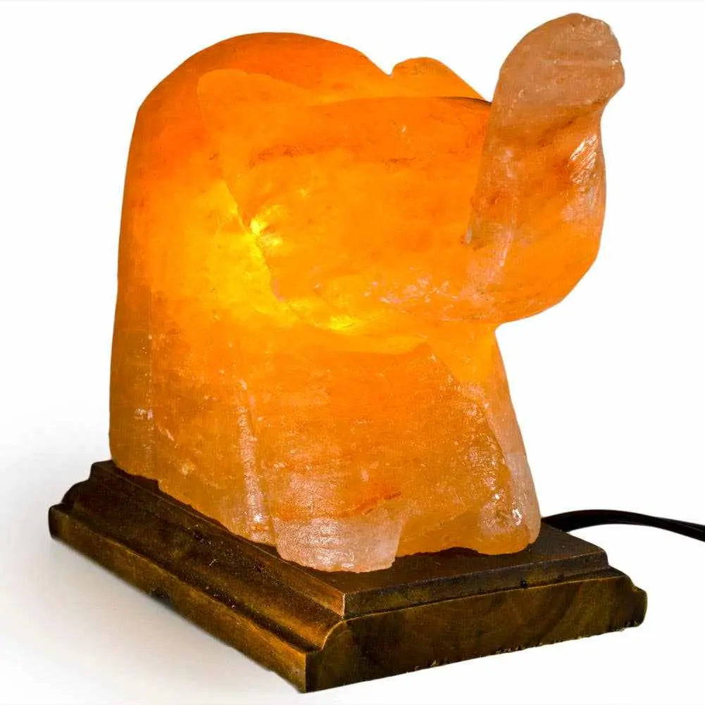 Elephant Shaped Salt Lamp - 9" avg. - Cord, Bulb, Dimmer | Lamp | Wiccan Center