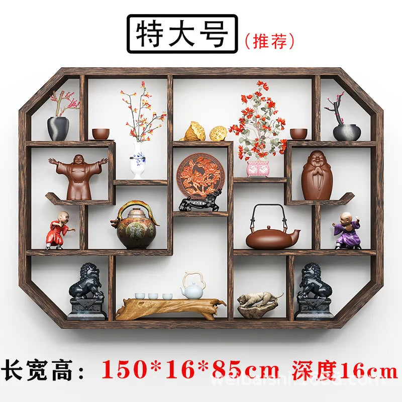 Solid Wood Duobao Bogu Display Shelf | Modern Chinese Curio Etagere | Shelving | Wiccan Center