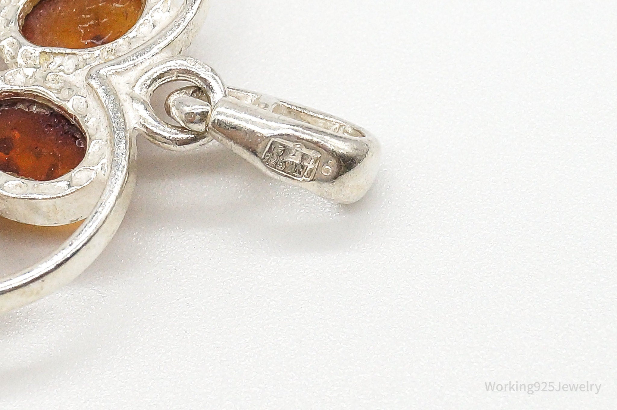 Vintage Amber Heart Modernist Sterling Silver Pendant | Jewelry > Necklaces > Pendants | Wiccan Center