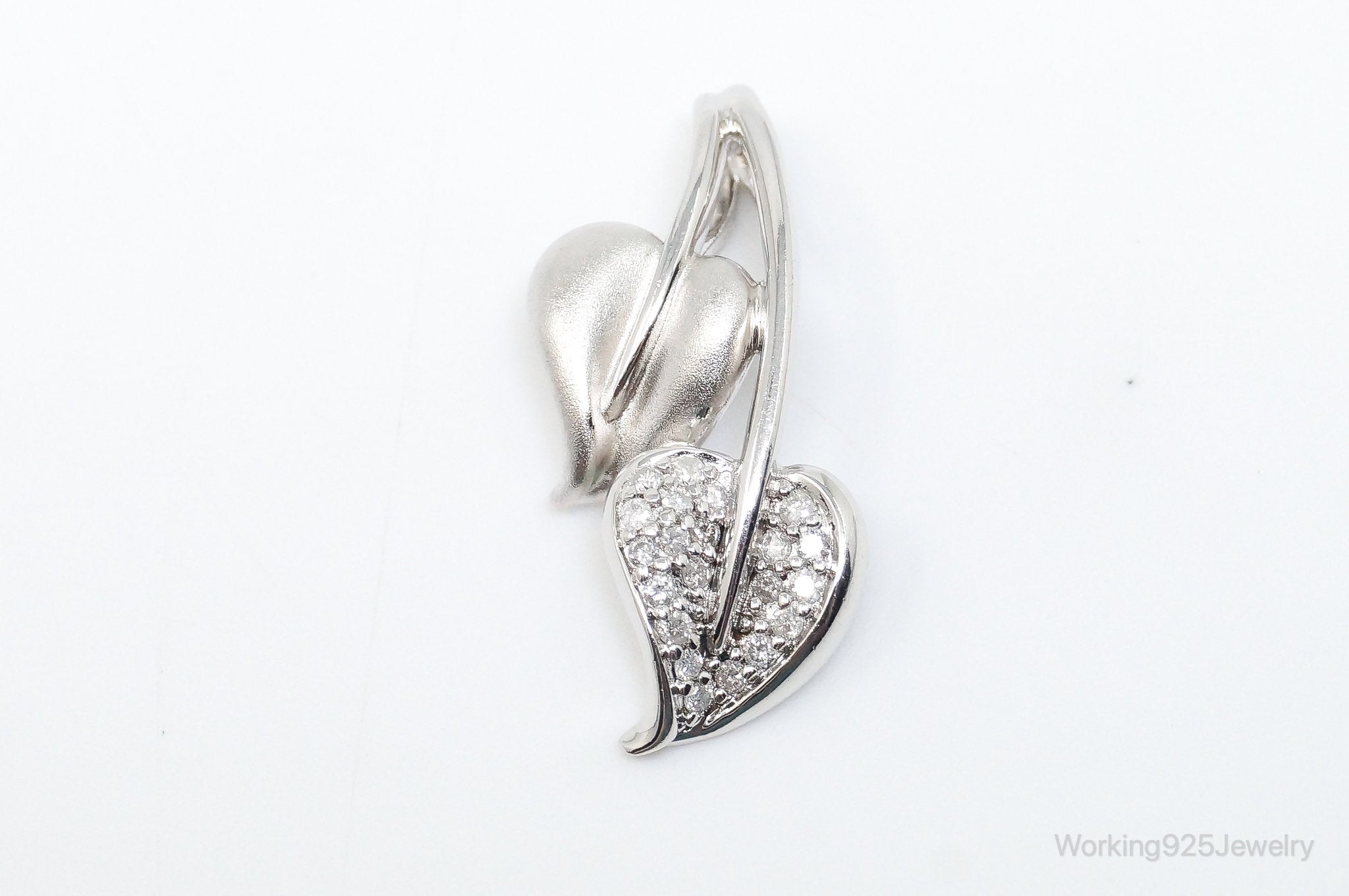 Vintage Cubic Zirconia Leaves Sterling Silver Necklace Pendant | Jewelry > Necklaces > Pendants | Wiccan Center
