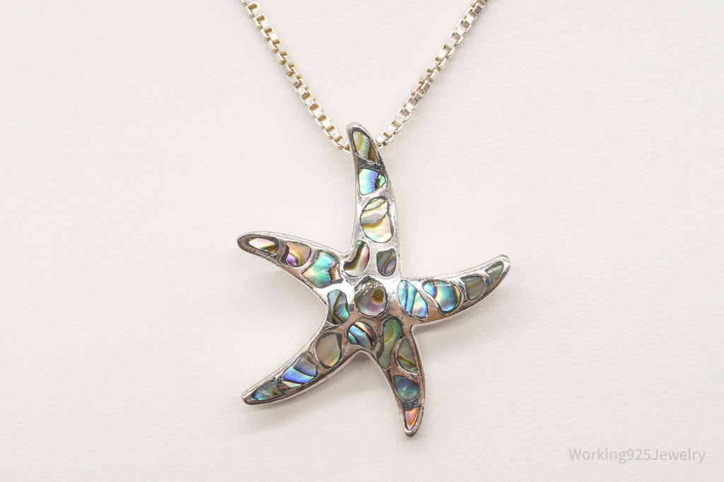 Vintage Paua Abalone Shell Starfish Sea Life Sterling Silver Necklace | Jewelry > Necklaces > Pendants | Wiccan Center