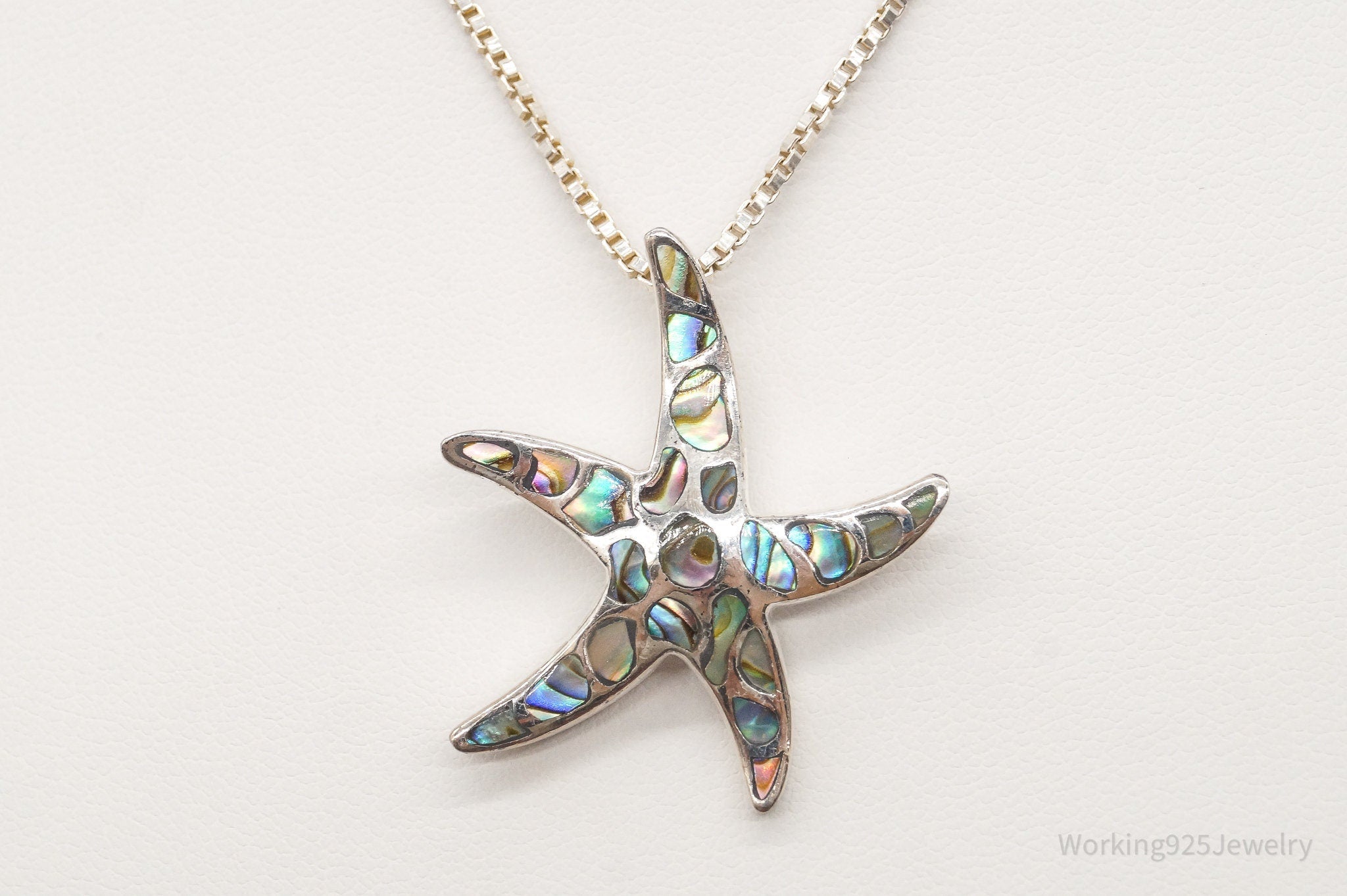 Vintage Paua Abalone Shell Starfish Sea Life Sterling Silver Necklace | Jewelry > Necklaces > Pendants | Wiccan Center