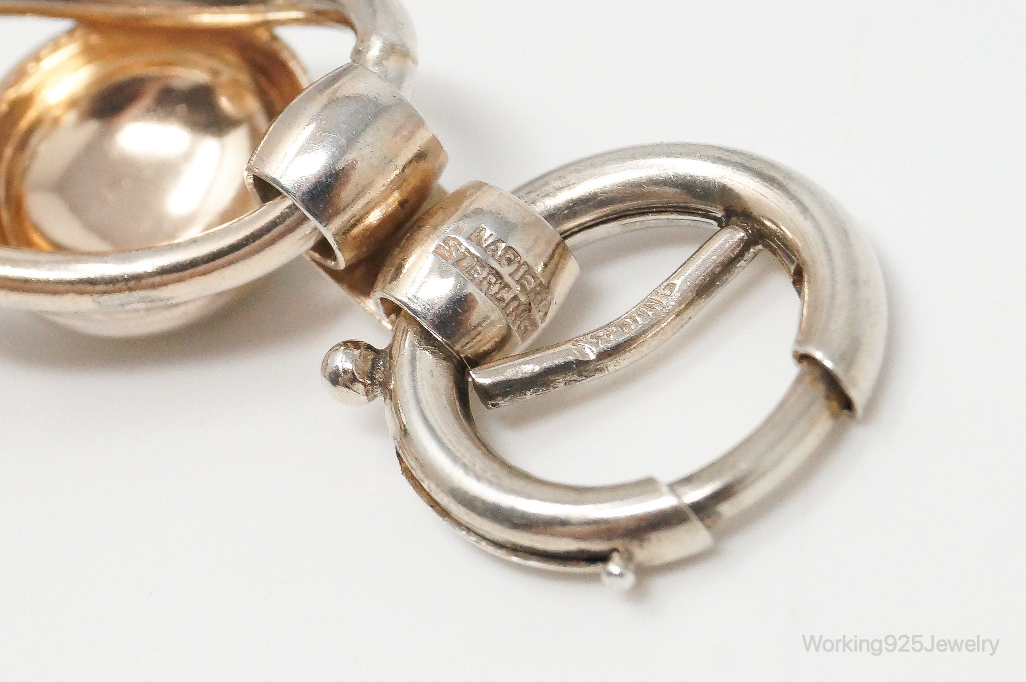 Vintage Designer Napier Modern Large Links Gold Tone Sterling Silver Bracelet | Jewelry > Bracelets | Wiccan Center