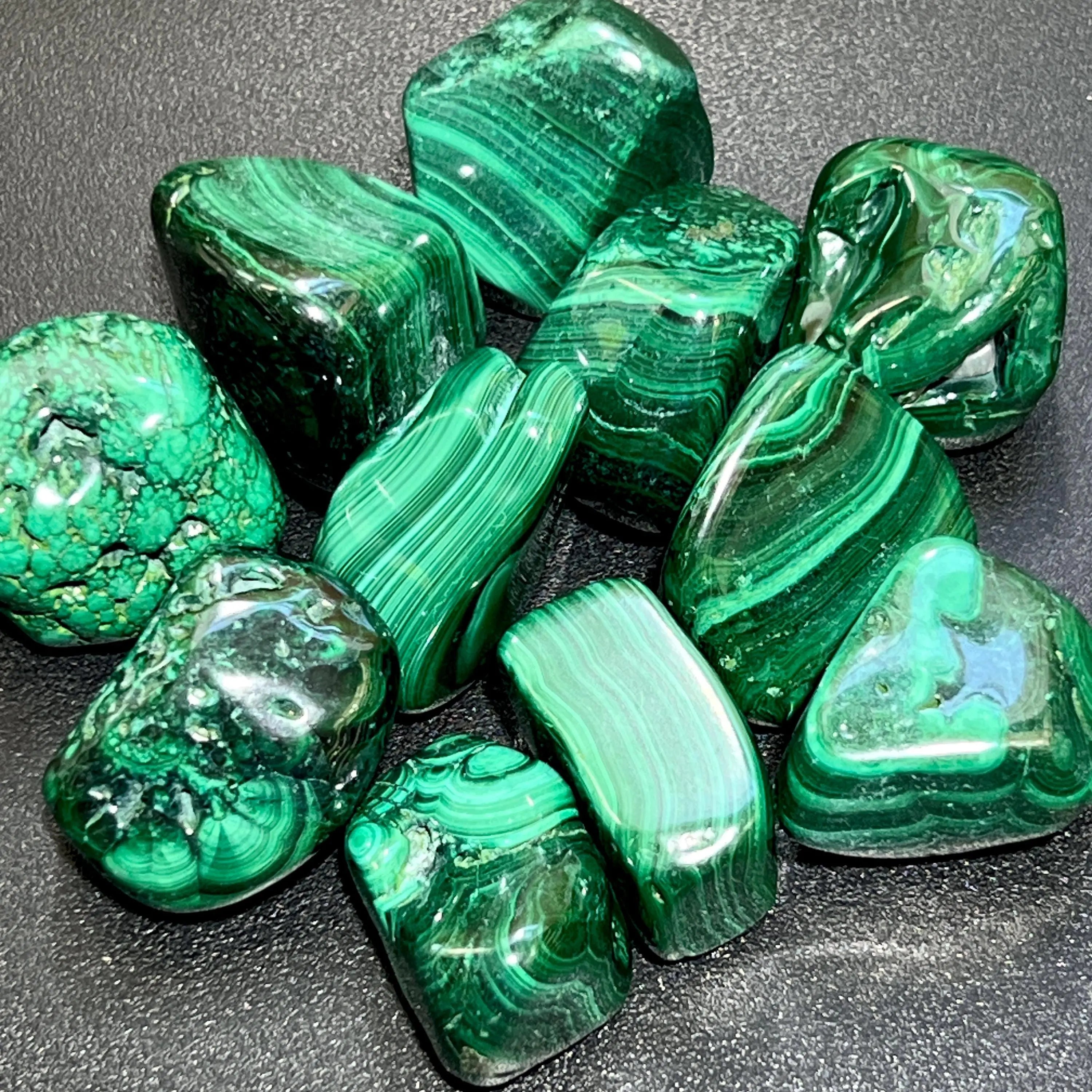Large Extra Quality Premium Malachite Tumbled Stones (By The Piece or Pound) | Home & Living > Home Decor > Home Accents > Rocks & Geodes | Wiccan Center
