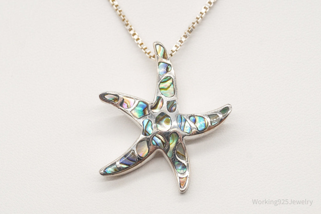 Vintage Paua Abalone Shell Starfish Sea Life Sterling Silver Necklace | Jewelry > Necklaces > Pendants | Wiccan Center