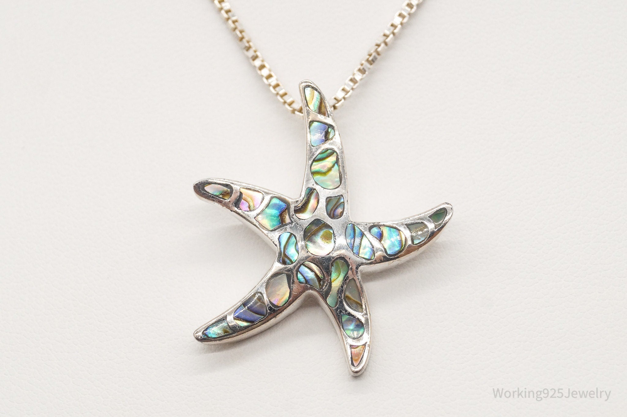 Vintage Paua Abalone Shell Starfish Sea Life Sterling Silver Necklace | Jewelry > Necklaces > Pendants | Wiccan Center
