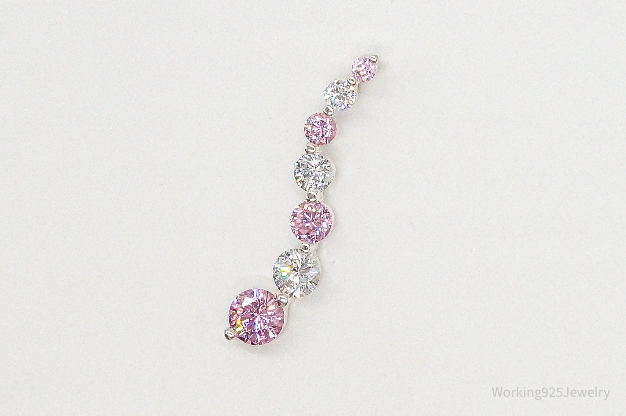 Vintage Pink & White Cubic Zirconia Sterling Silver Pendant | Jewelry > Necklaces > Pendants | Wiccan Center