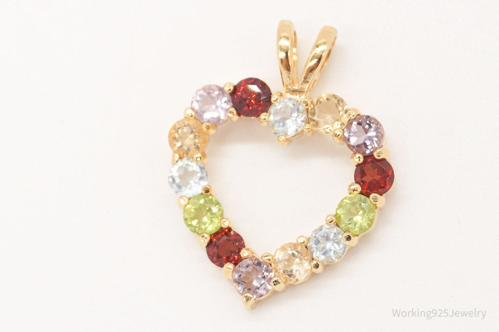 Designer Multi Gemstone Gold Vermeil Sterling Silver Heart Pendant | Jewelry > Necklaces > Pendants | Wiccan Center