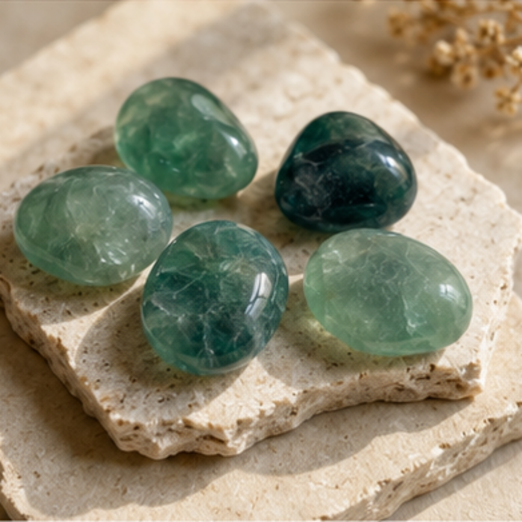 Green Fluorite Tumbled Crystals (Bring Balance and Clearing)