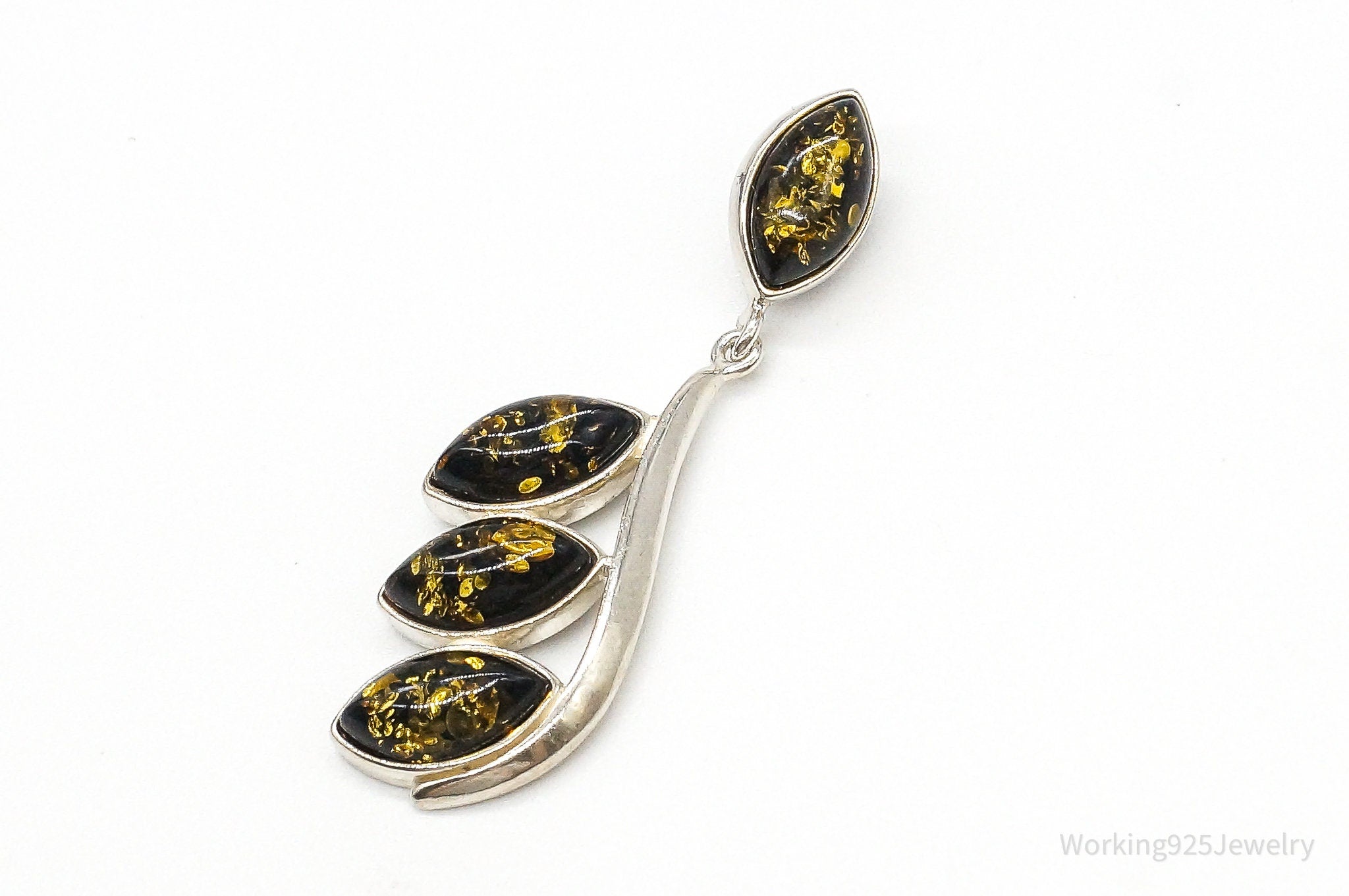 Vintage Amber Modernist Sterling Silver Necklace Pendant | Jewelry > Necklaces > Pendants | Wiccan Center