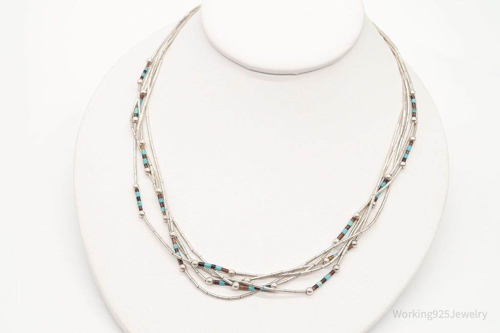 Vintage Native American Multi Gemstone Bead Sterling Silver Chain Necklace | Jewelry > Necklaces | Wiccan Center