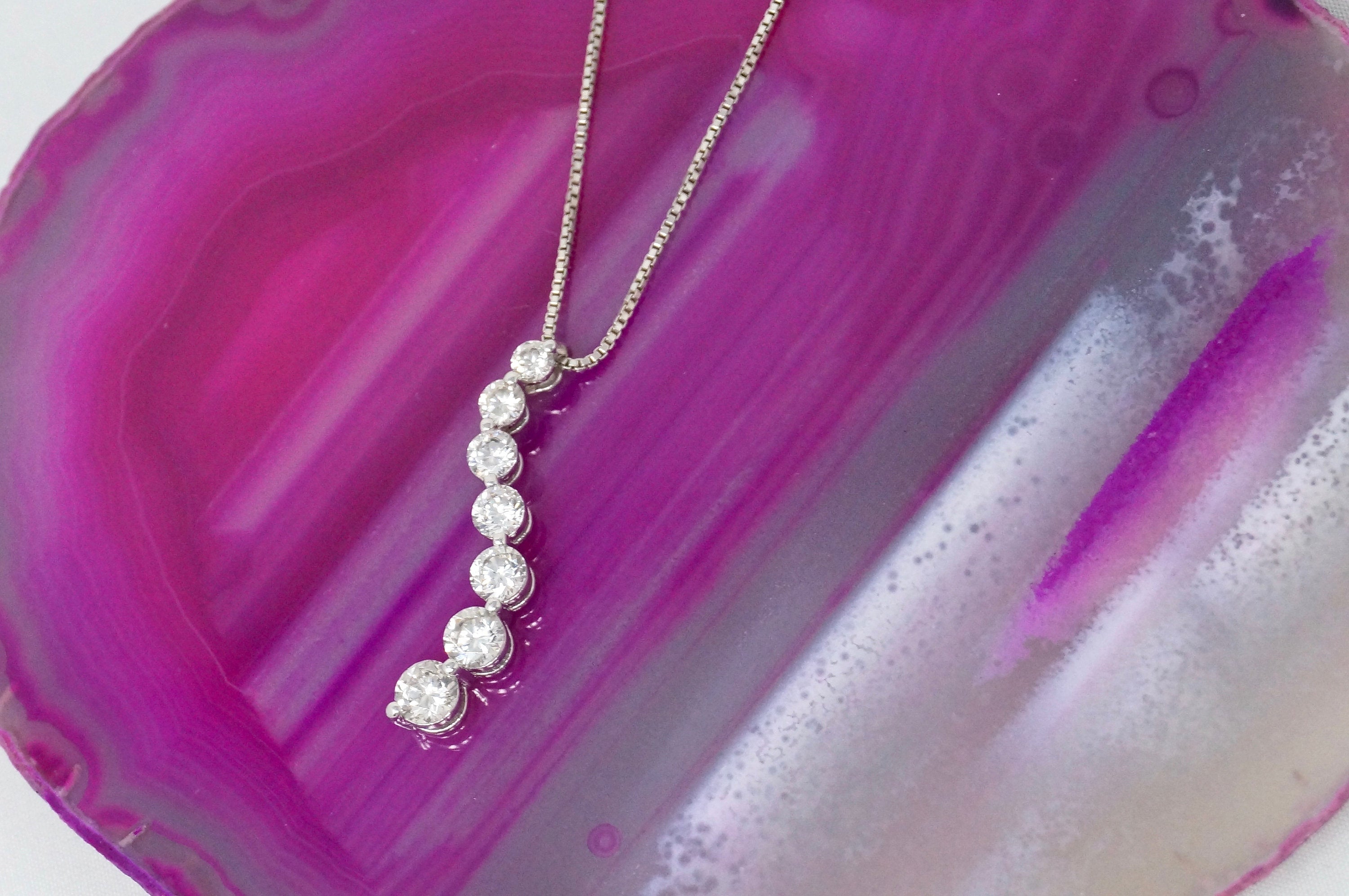 Vintage Seven Stone Simulated Diamond Swirl Sterling Silver Necklace 18" | Jewelry > Necklaces > Pendants | Wiccan Center