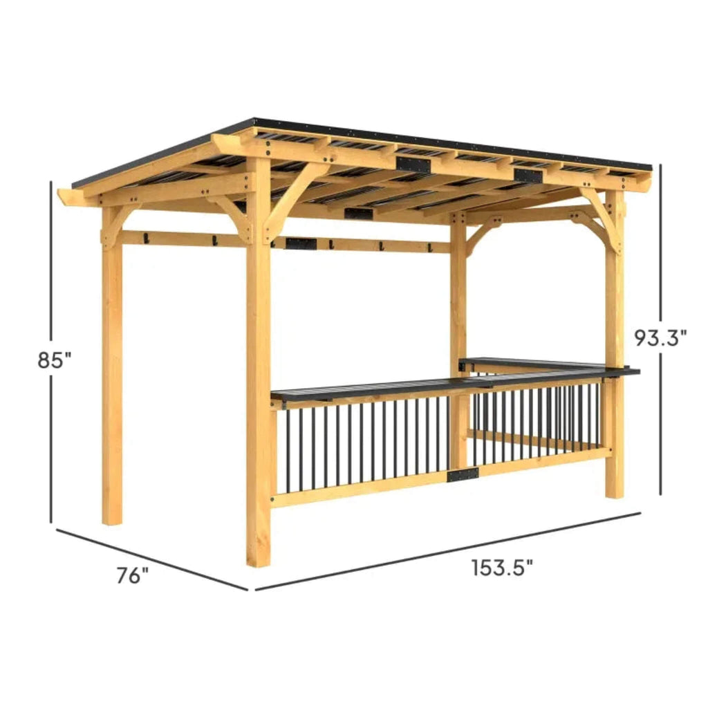 [06X13FT] Alora Premium Outdoor Hardtop Wooden BBQ Grill Gazebo (SAK97420) | Canopies & Gazebos | Wiccan Center
