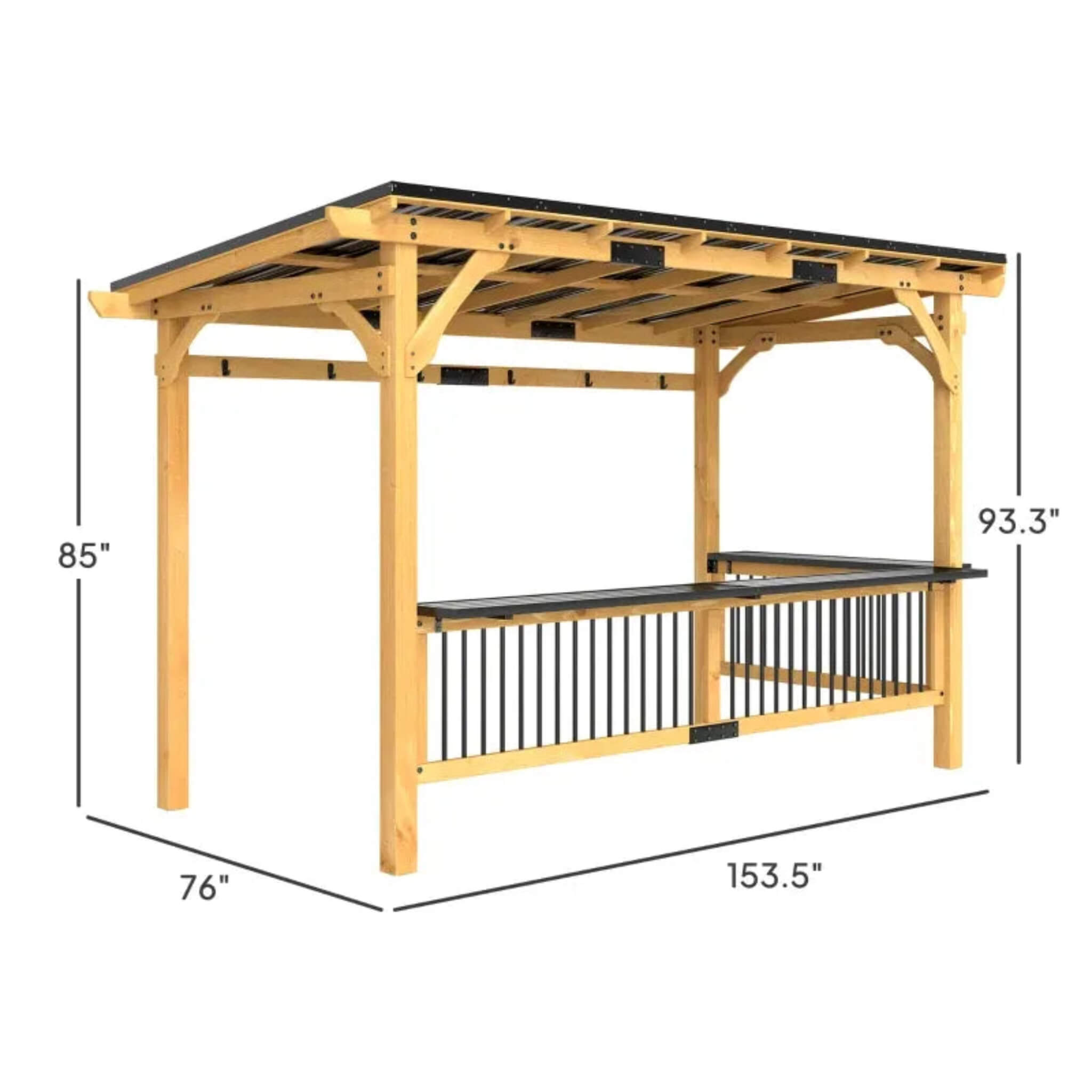 [06X13FT] Alora Premium Outdoor Hardtop Wooden BBQ Grill Gazebo (SAK97420) | Canopies & Gazebos | Wiccan Center