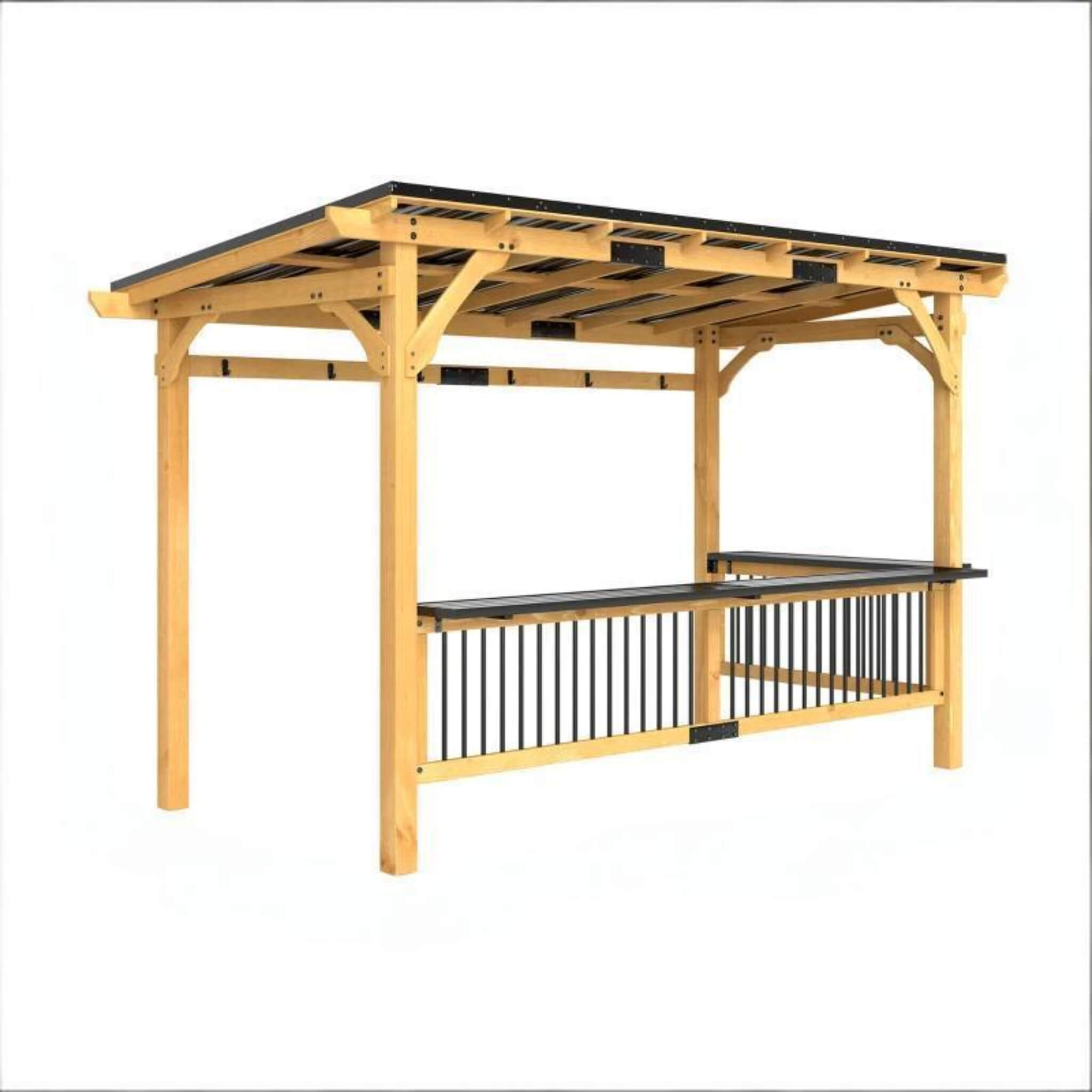 [06X13FT] Alora Premium Outdoor Hardtop Wooden BBQ Grill Gazebo (SAK97420) | Canopies & Gazebos | Wiccan Center
