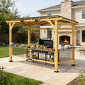 [06X13FT] Alora Premium Outdoor Hardtop Wooden BBQ Grill Gazebo (SAK97420) | Canopies & Gazebos | Wiccan Center