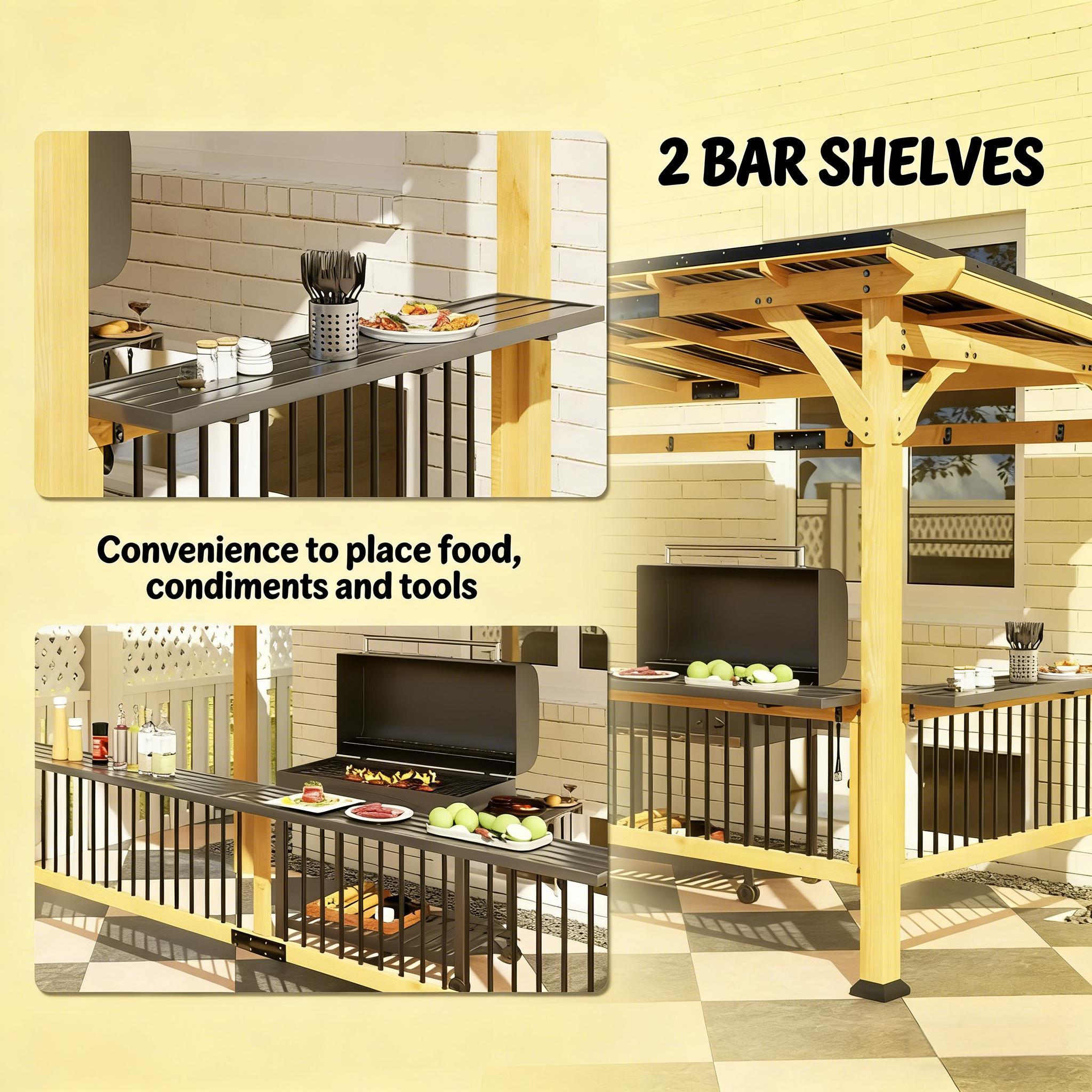 [06X13FT] Alora Premium Outdoor Hardtop Wooden BBQ Grill Gazebo (SAK97420) | Canopies & Gazebos | Wiccan Center