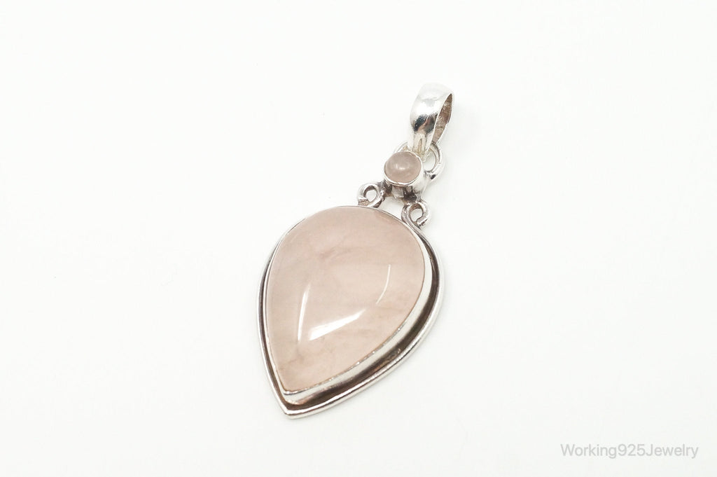 Large Vintage Rose Quartz Sterling Silver Necklace Pendant | Jewelry > Necklaces > Pendants | Wiccan Center