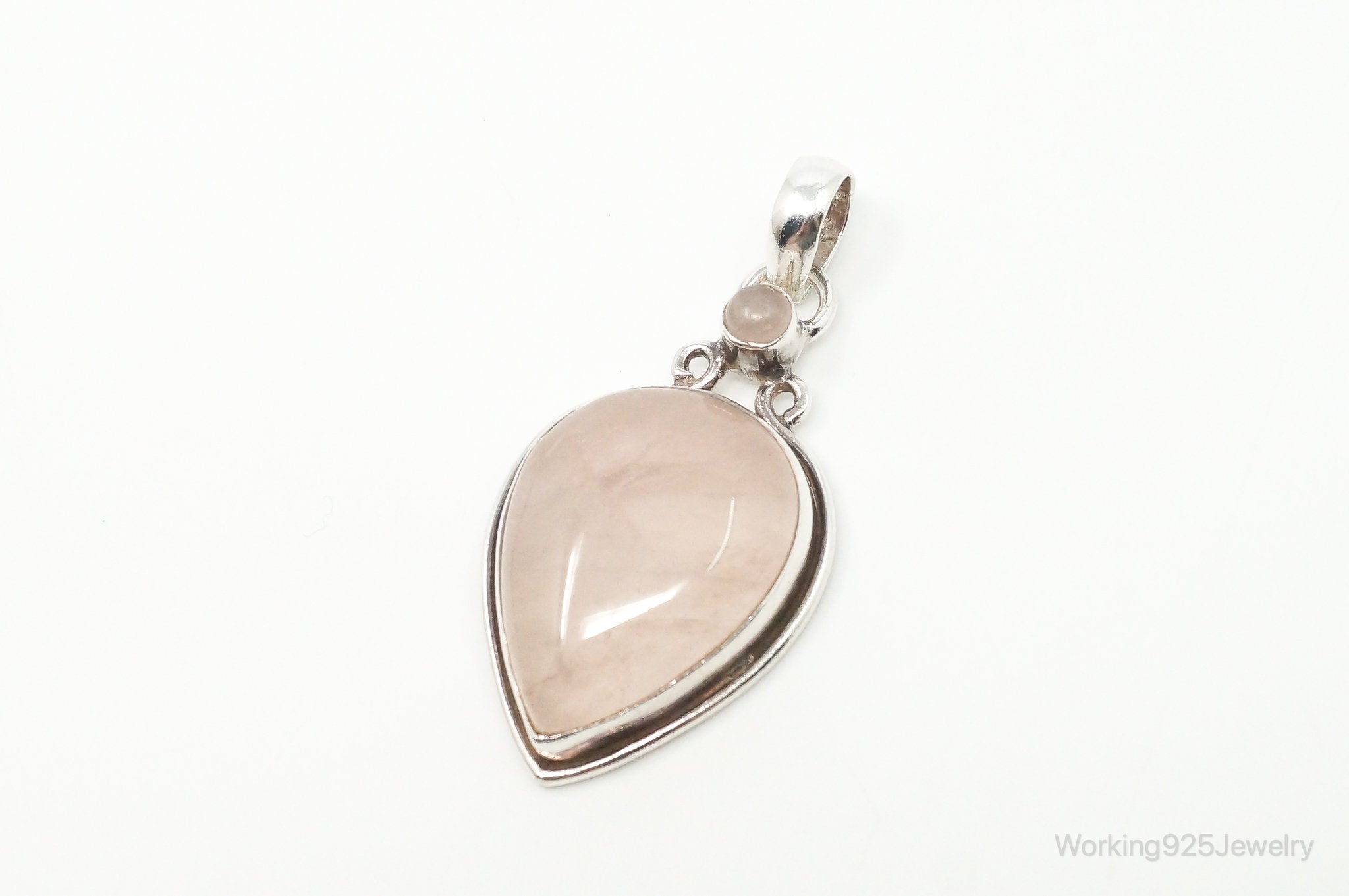 Large Vintage Rose Quartz Sterling Silver Necklace Pendant | Jewelry > Necklaces > Pendants | Wiccan Center