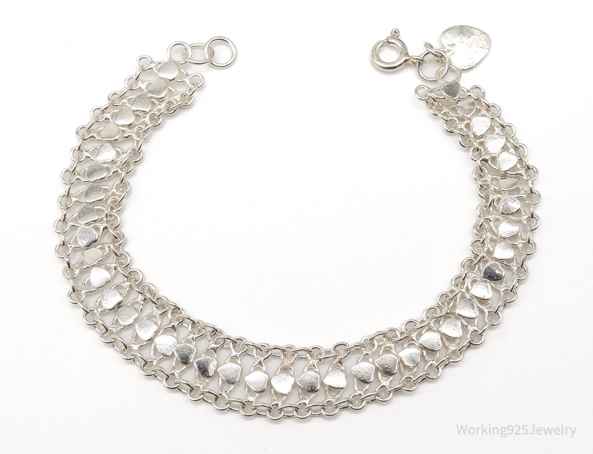 Vintage Hearts Mesh Chain Link Sterling Silver Bracelet | Jewelry > Bracelets | Wiccan Center