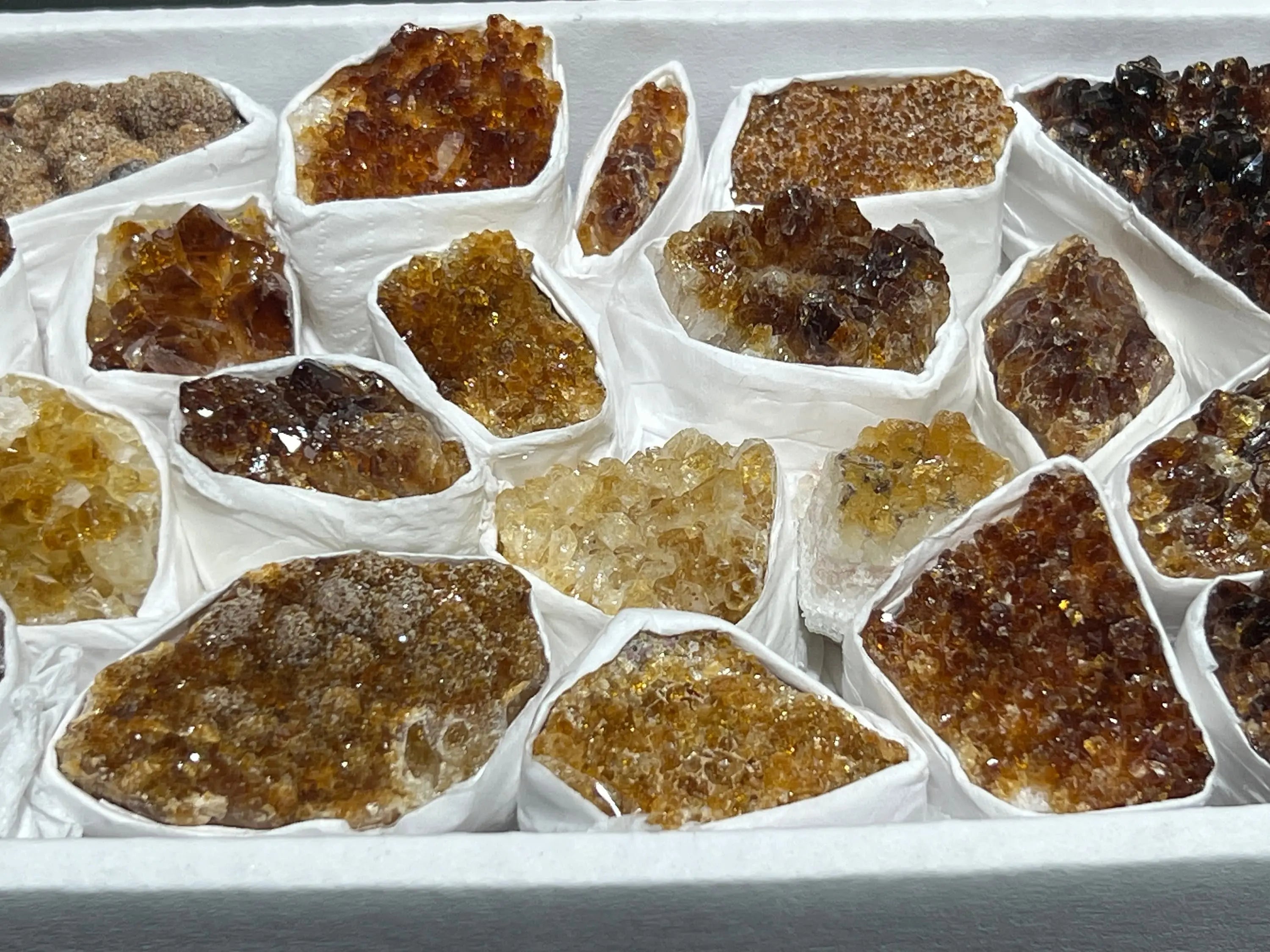 Citrine Druzy Crystal Cluster Wholesale Box Flat | Home & Living > Home Decor > Home Accents > Rocks & Geodes | Wiccan Center