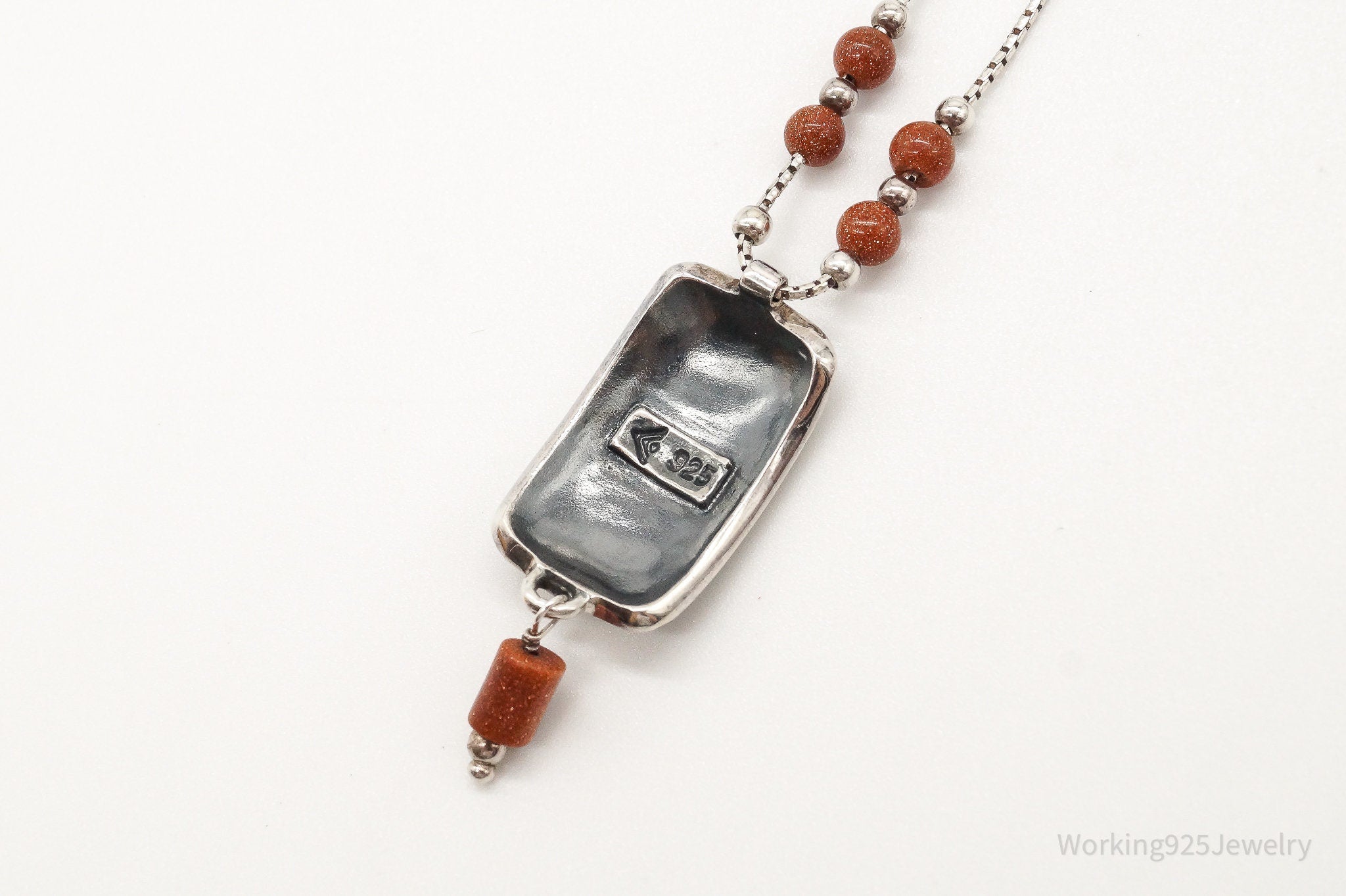 Designer Silpada Goldstone Hammered Sterling Silver Necklace | Jewelry > Necklaces > Pendants | Wiccan Center