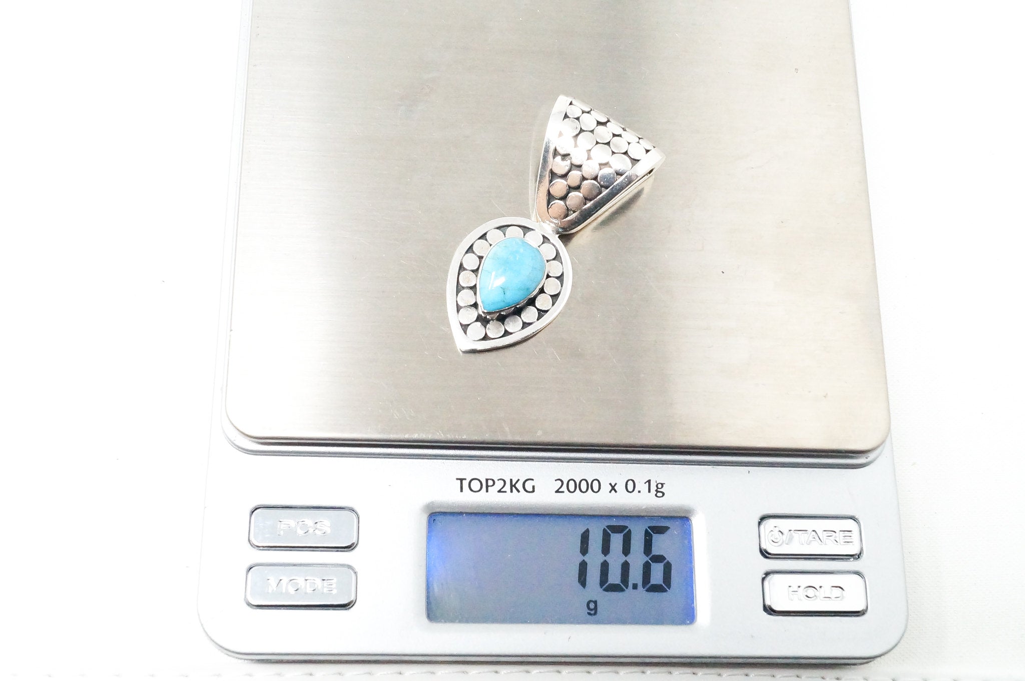 Vintage Long Turquoise Bali Style Sterling Silver Dangle Necklace Pendant | Jewelry > Necklaces > Pendants | Wiccan Center