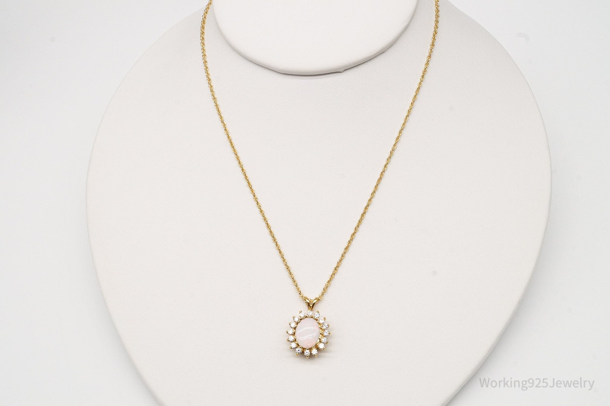 Vintage Opal Cubic Zirconia 14K Yellow Gold Filled Necklace | Jewelry > Necklaces | Wiccan Center