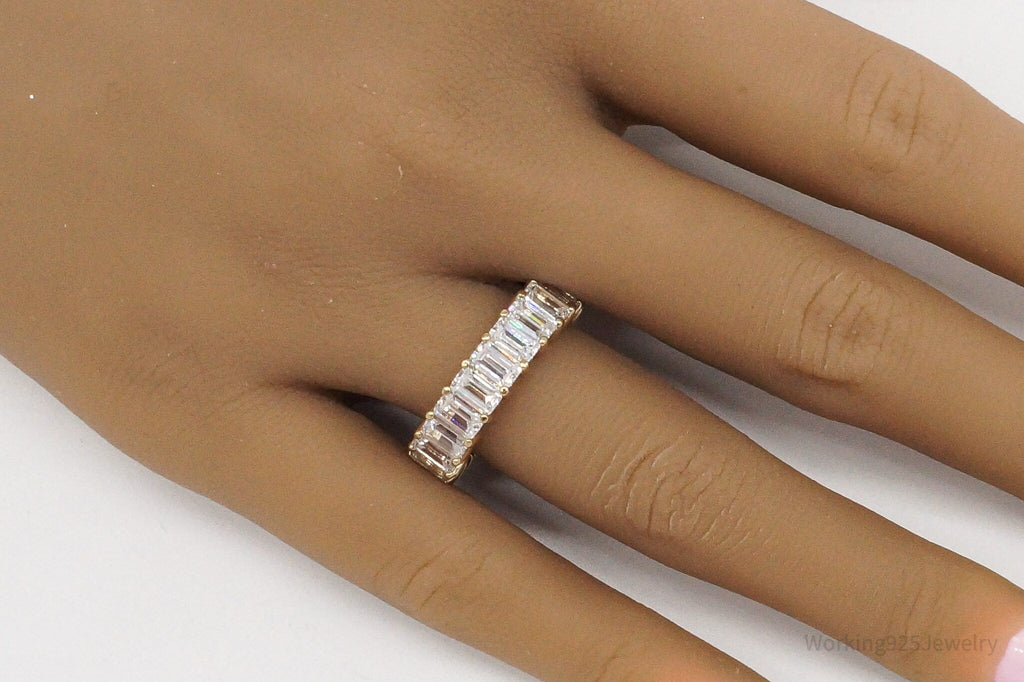 Vintage Cubic Zirconia Gold Vermeil Sterling Silver Band Ring - Size 7 | Jewelry > Rings | Wiccan Center