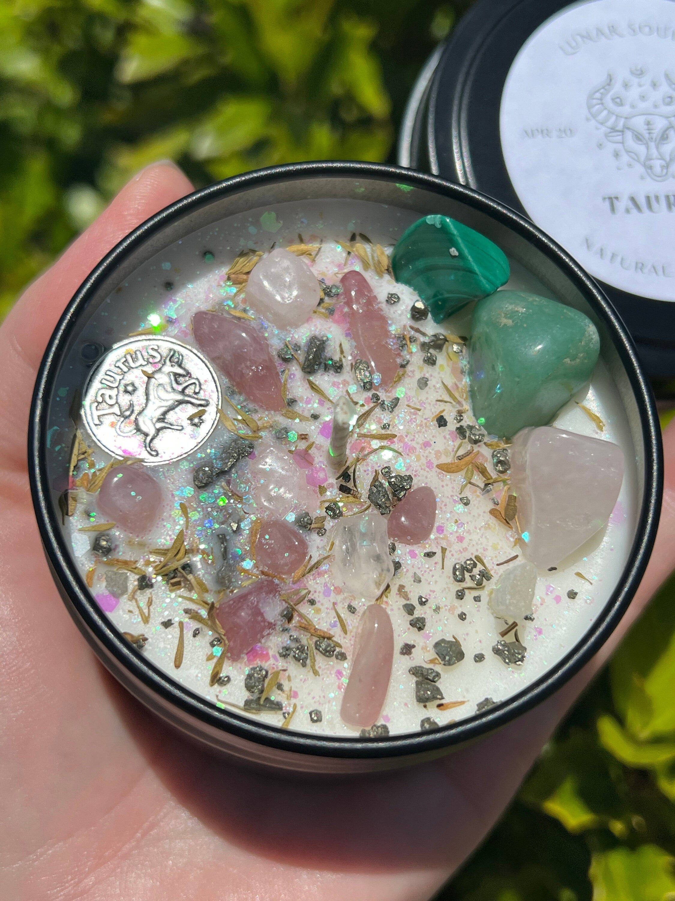 Taurus Candle | May Zodiac Sign Ritual Altar Intention Happy Birthday Gift Bull Season Crystal Charm Pendant Herbal Birth Natal Astrology | | Wiccan Center