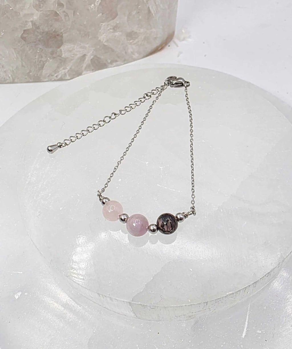 I AM ENOUGH -Kunzite, Rose Quartz, Rhodonite Gem Jewelry Set | Jewelry Set | Wiccan Center
