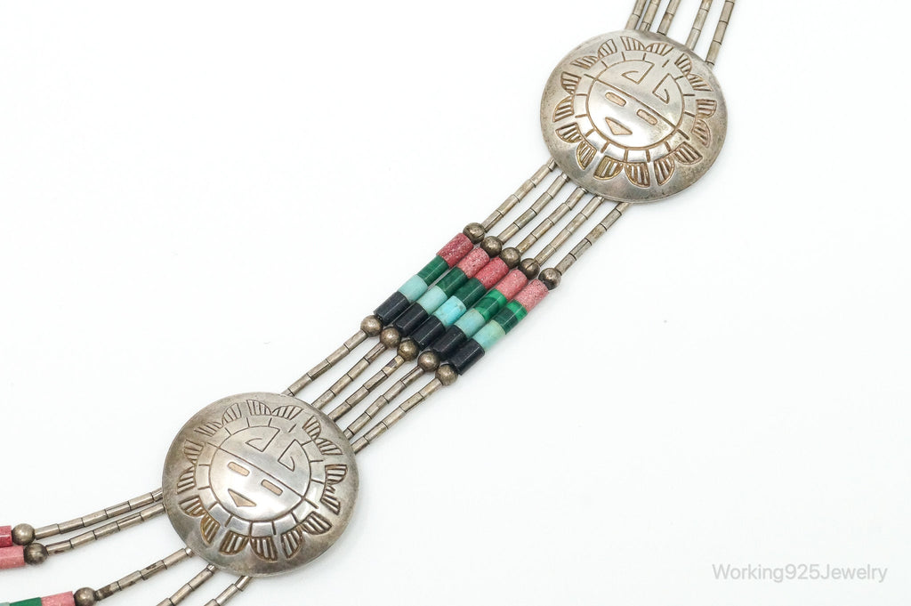 Vintage Native American Multi Gem Bead Kachina Sterling Silver Necklace | Jewelry > Necklaces > Pendants | Wiccan Center