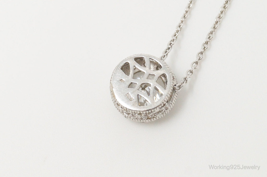 Vintage Large Cubic Zirconia Sterling Silver Necklace | Jewelry > Necklaces > Pendants | Wiccan Center