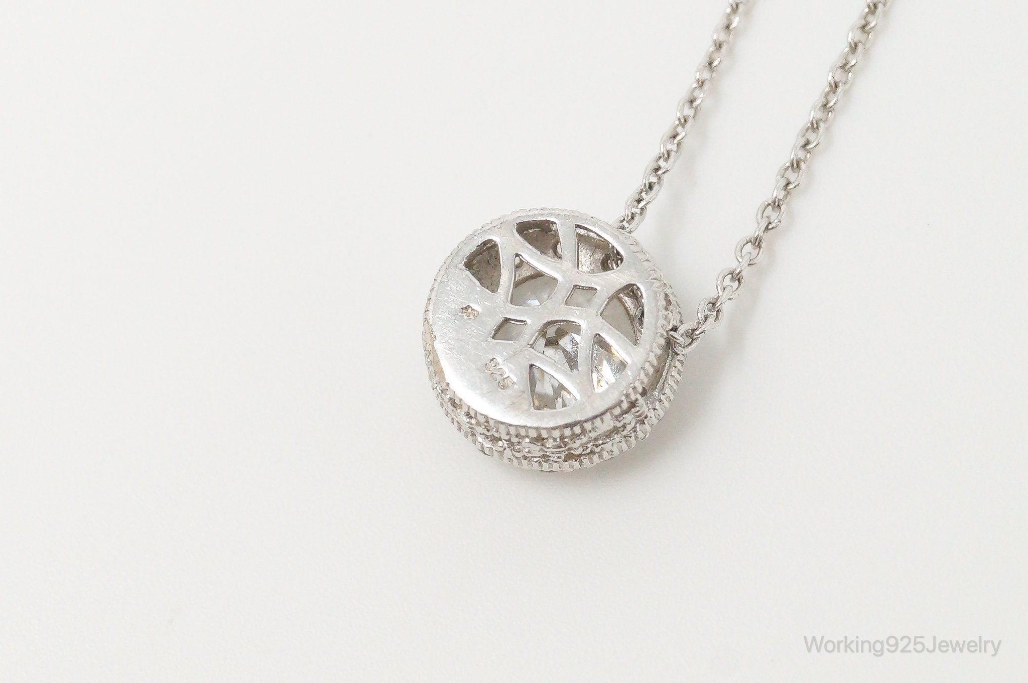 Vintage Large Cubic Zirconia Sterling Silver Necklace | Jewelry > Necklaces > Pendants | Wiccan Center