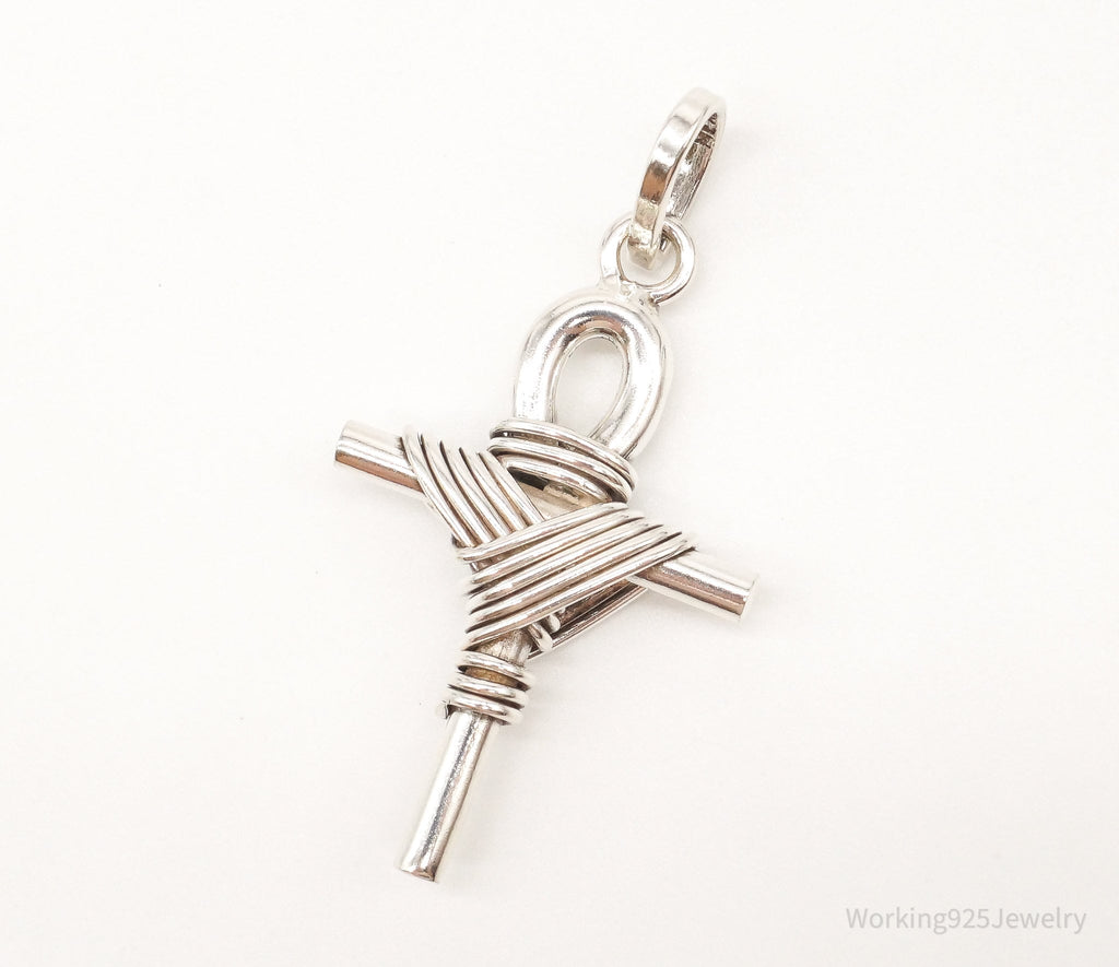 Large Vintage Mexico Wrapped Cross Sterling Silver Pendant | Jewelry > Necklaces > Pendants | Wiccan Center