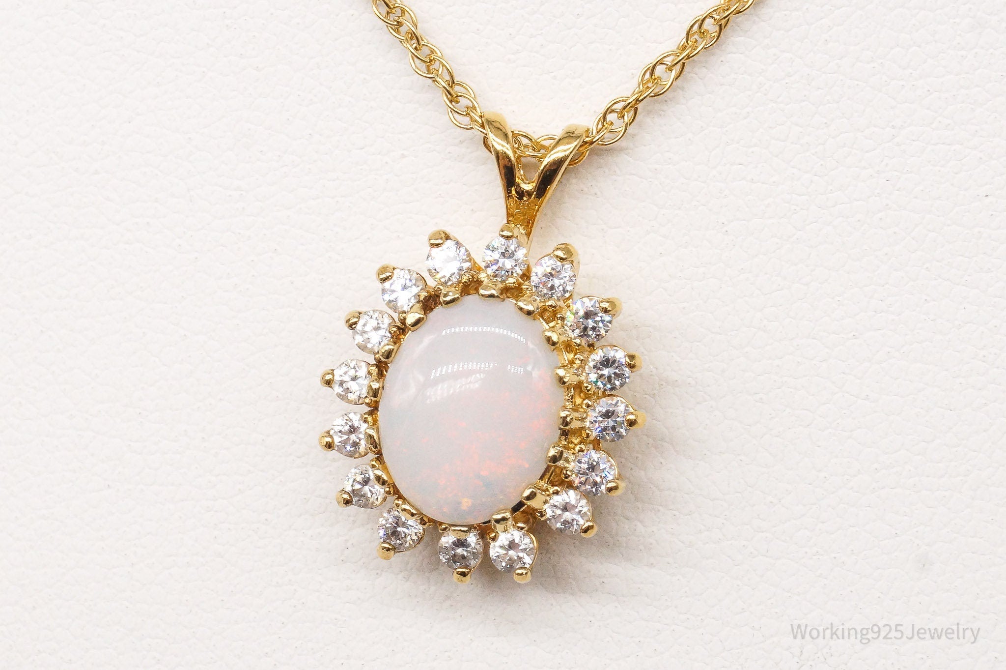 Vintage Opal Cubic Zirconia 14K Yellow Gold Filled Necklace | Jewelry > Necklaces | Wiccan Center