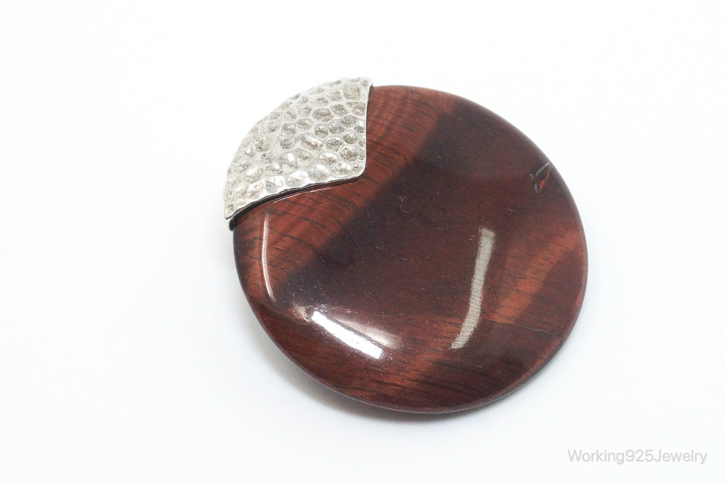Large Vintage Designer Whitney Kelly Red Tigers Eye Sterling Silver Pendant | Jewelry > Necklaces > Pendants | Wiccan Center
