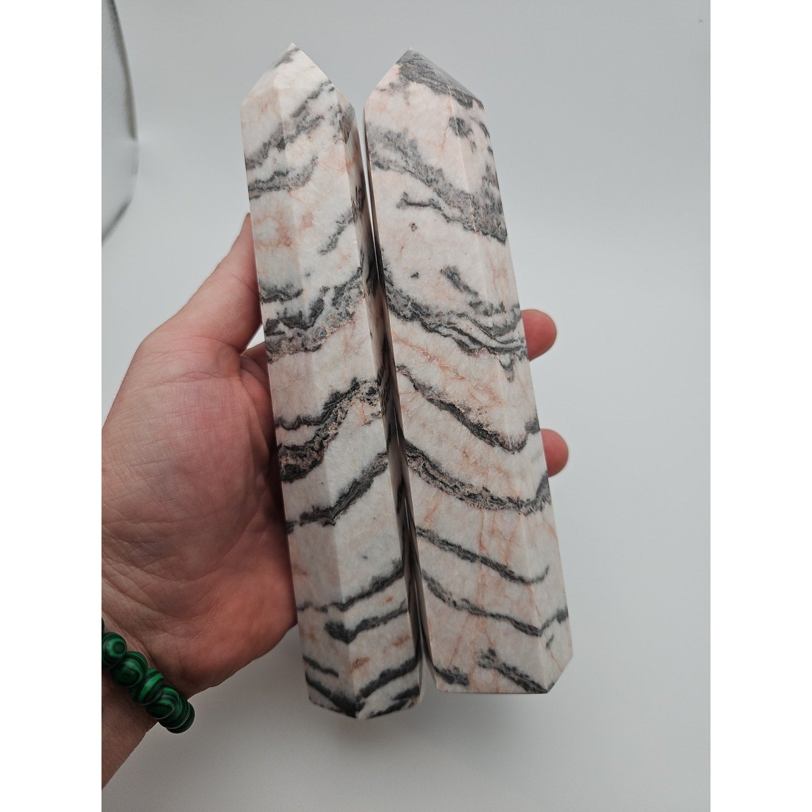 Pink Zebra Jasper 2.37lbs 1 Pair | Crystal Points & Towers | Wiccan Center