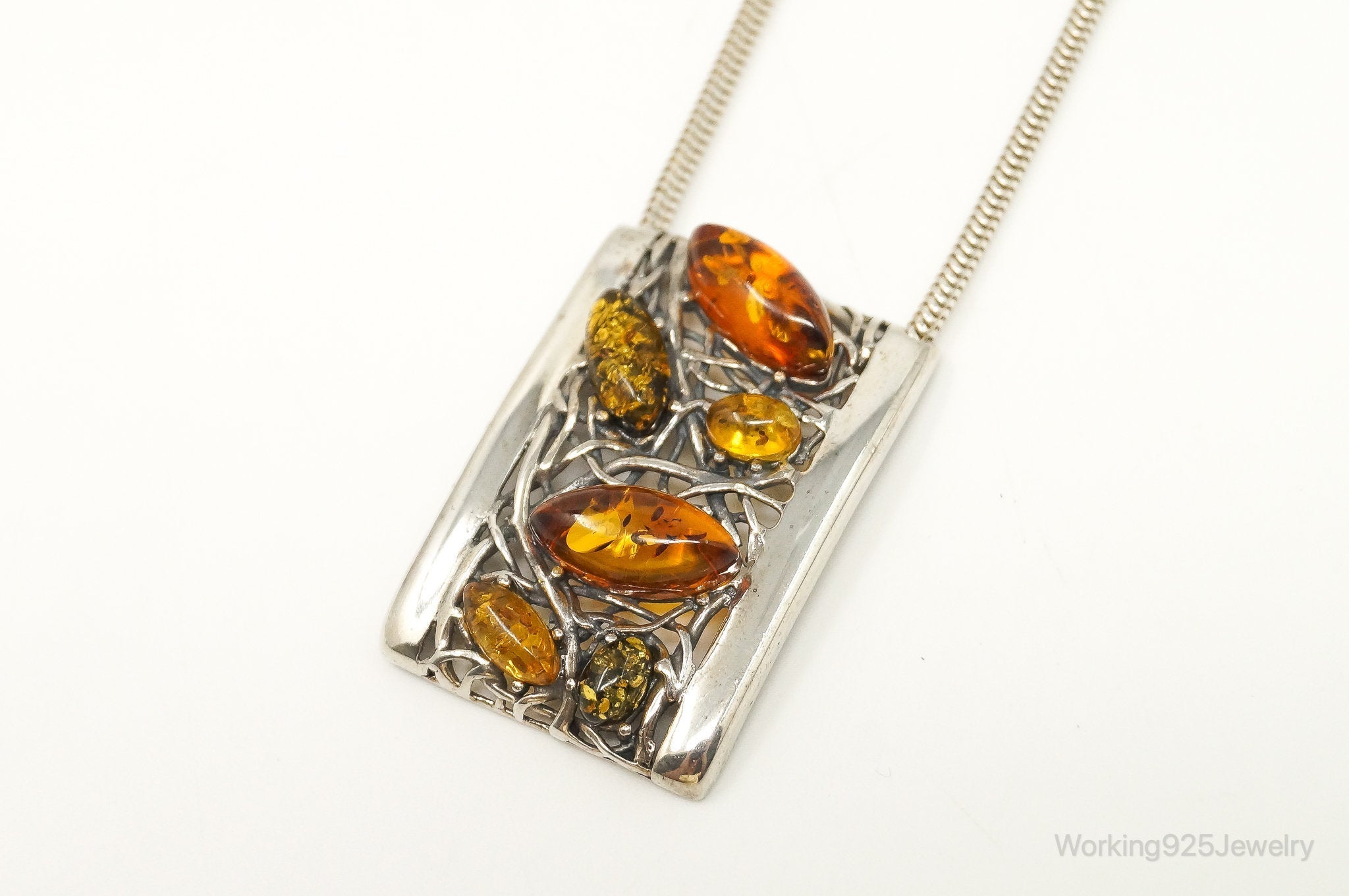Vintage Multi Type Amber Sterling Silver Necklace | Jewelry > Necklaces > Pendants | Wiccan Center