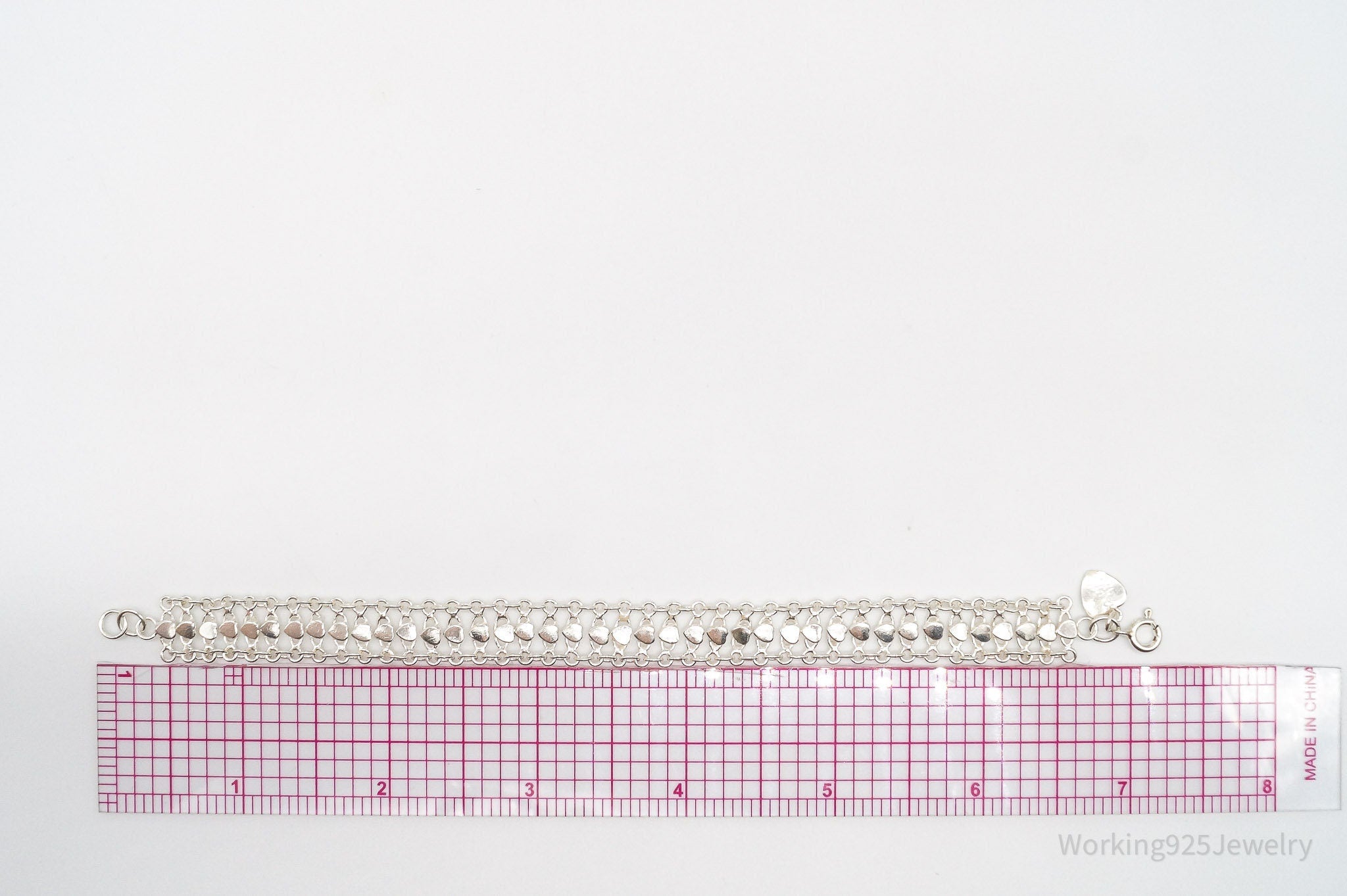 Vintage Hearts Mesh Chain Link Sterling Silver Bracelet | Jewelry > Bracelets | Wiccan Center