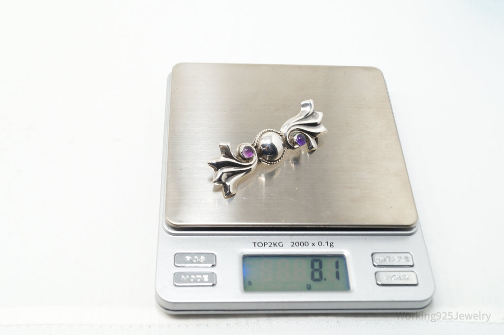 Vintage Mexican Amethyst AME Modern Sterling Silver Brooch Pin | Jewelry > Necklaces | Wiccan Center